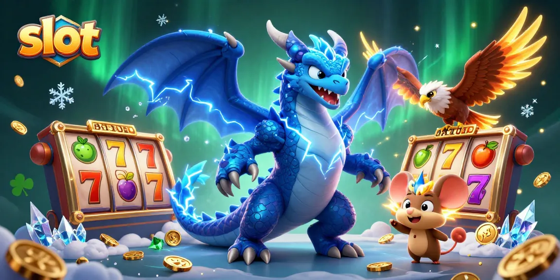 Spin the slot reels with vibrant energy and excitement from colorful casino characters.
