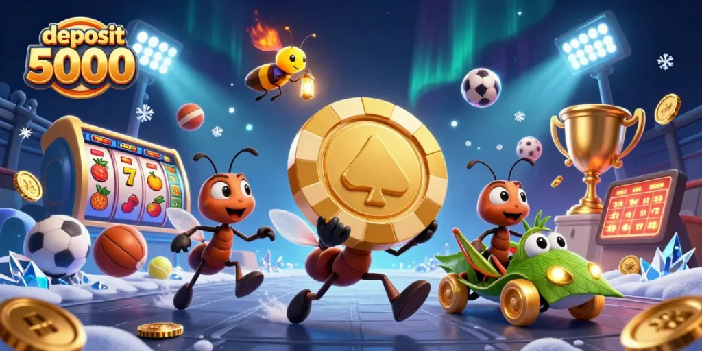 Win big playing deposit 5000 slots with exciting heist-themed 3D illustration.